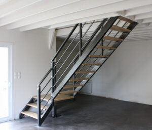Escalier acier et chêne Création artisanale