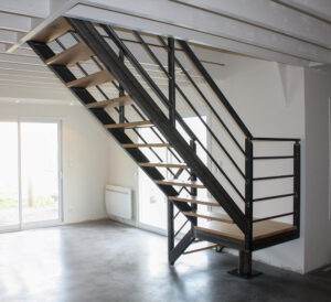 Escalier acier et chêne Création artisanale